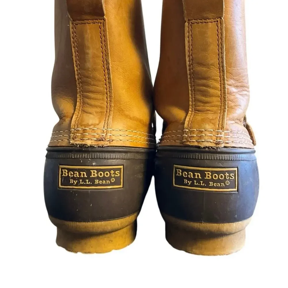 Vintage L.L. Bean Duck Boots Men’s 13M Tan Leather Rubber Hunting Rain Boots